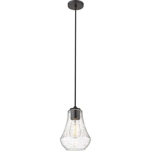 Fairfield 1 Light 7 inch Matte Black Mini Pendant Ceiling Light in Seedy Glass