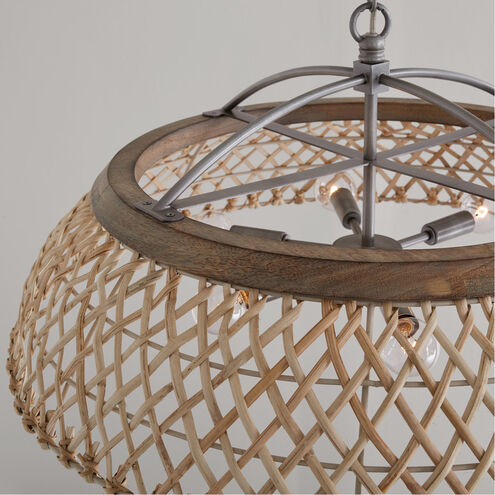 Rainey 6 Light 29 inch Grey Wash and Antique Nickel Pendant Ceiling Light