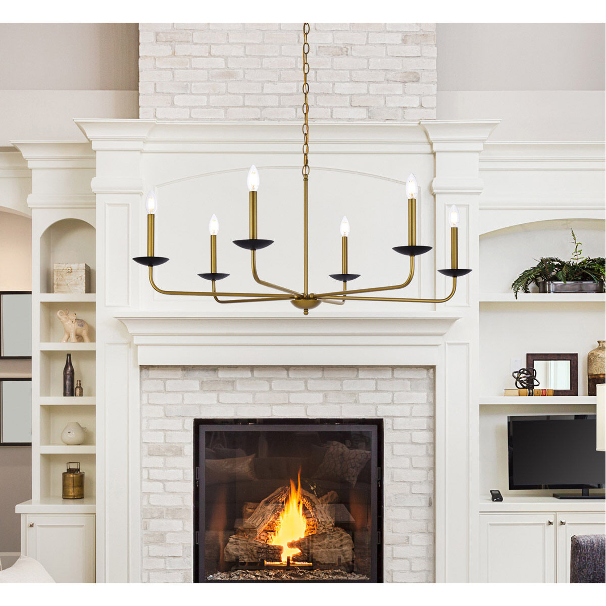 Cohen 6 Light 42 inch Black and Brass Pendant Ceiling Light