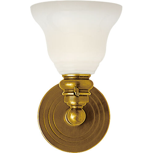 Chapman & Myers Boston 1 Light 5.75 inch Hand-Rubbed Antique Brass Single Bath Light Wall Light in White