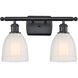 Ballston Brookfield 2 Light 16 inch Matte Black Bath Vanity Light Wall Light in White Glass, Ballston