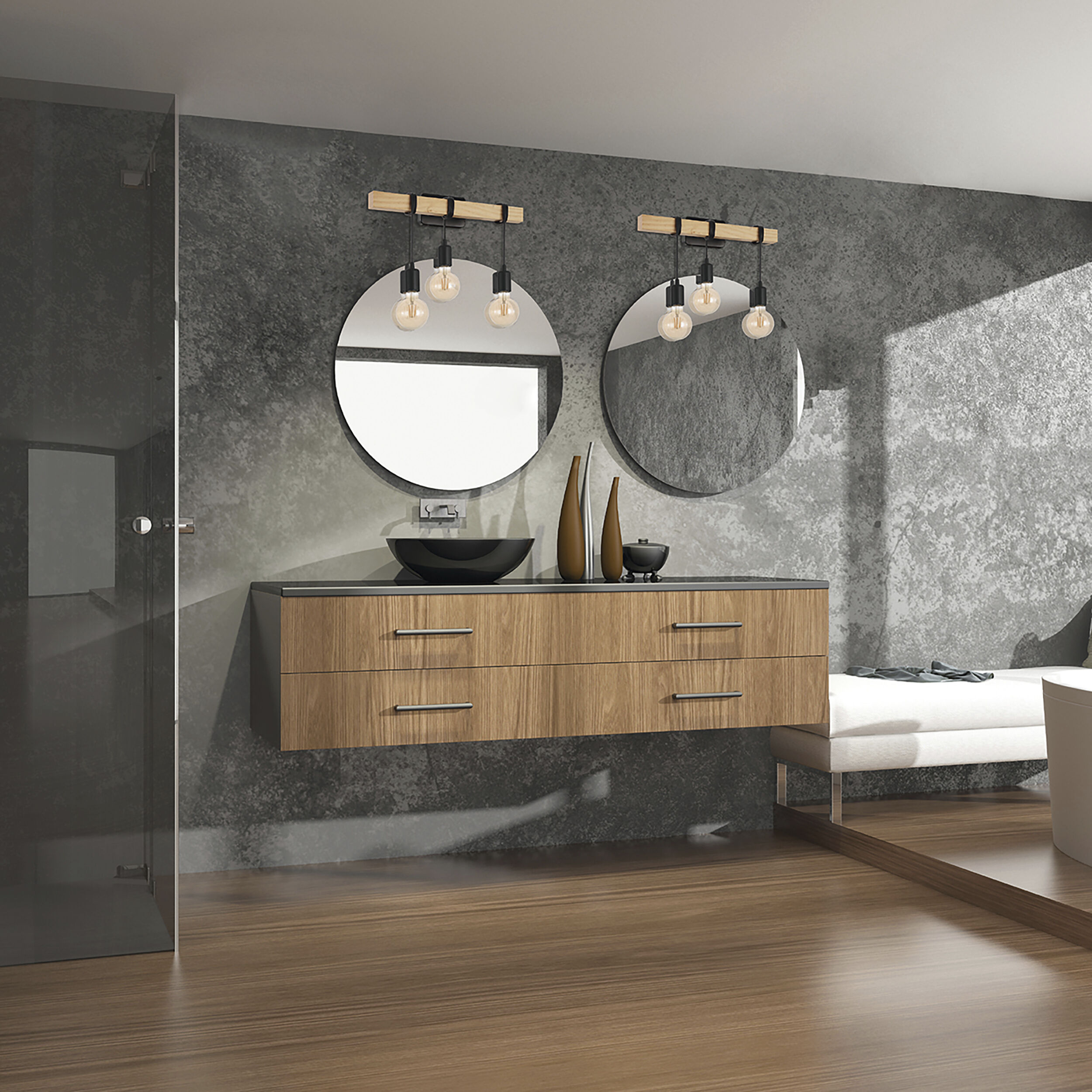 Kingswood 3 Light 21.65 inch Natural Wall Light