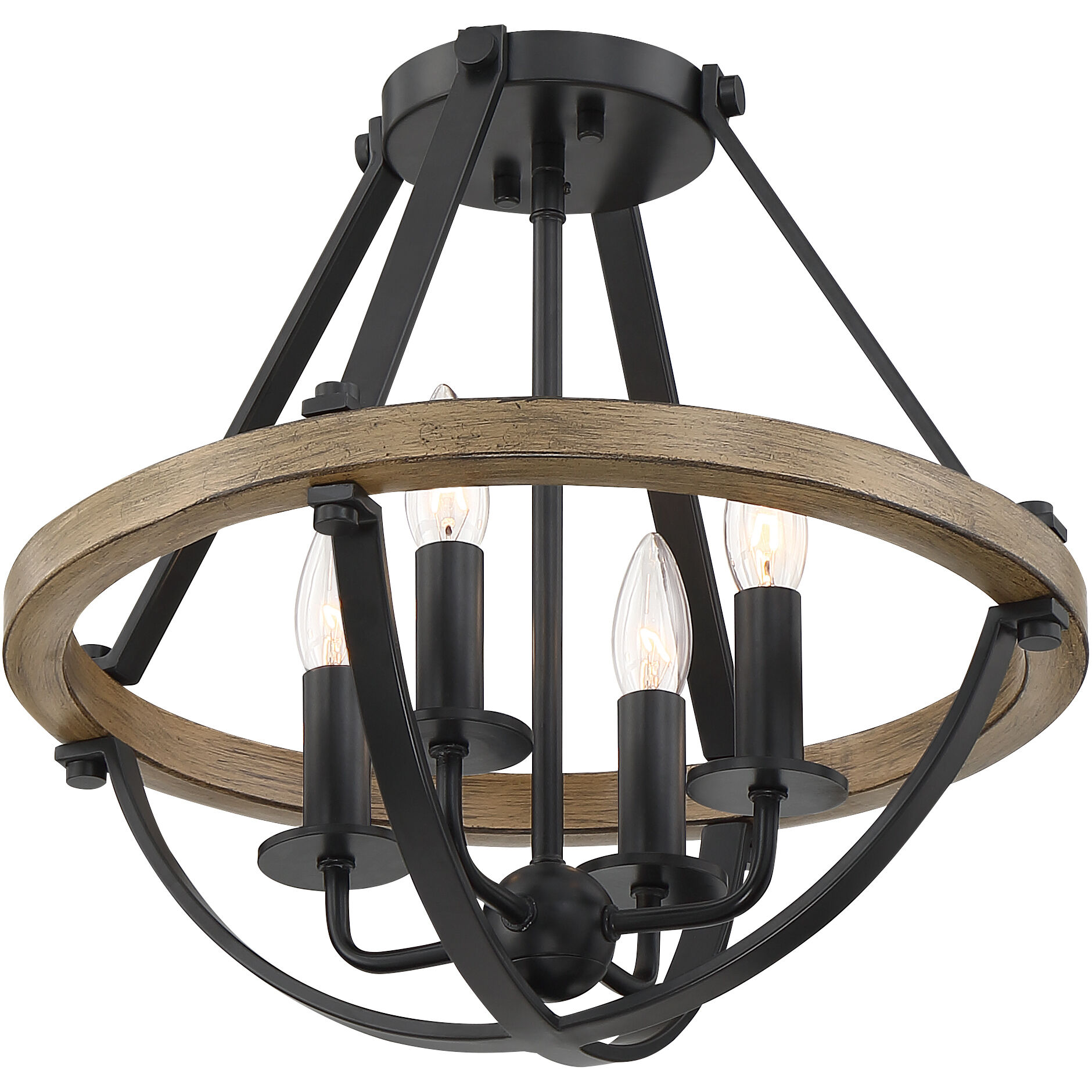 Bartlett 4 Light 16 inch Earth Black Semi-Flush Mount Ceiling Light