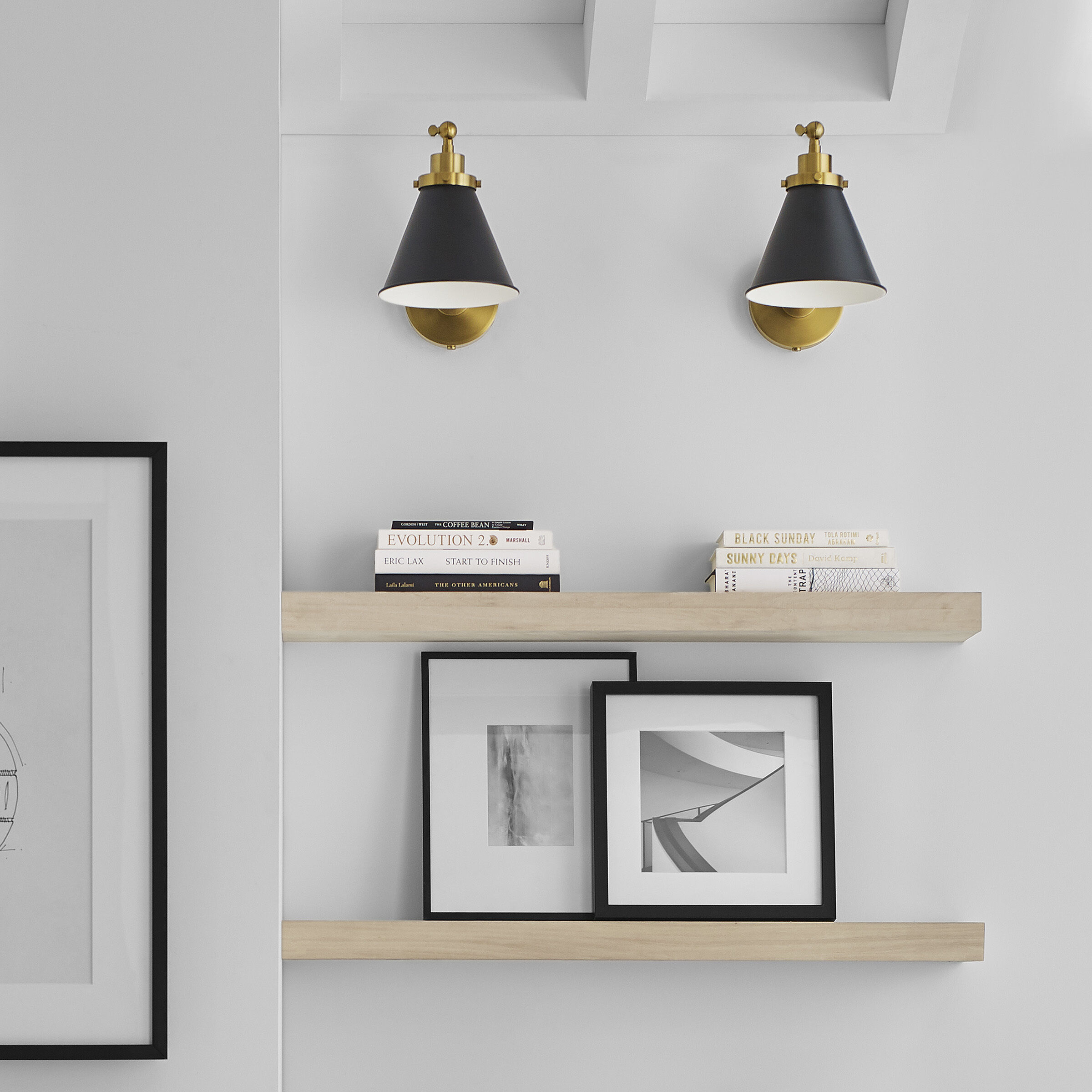 C&M by Chapman & Myers Wellfleet 15.88 inch 75 watt Midnight Black and Burnished Brass Task Sconce Wall Light in Midnight Black / Burnished Brass