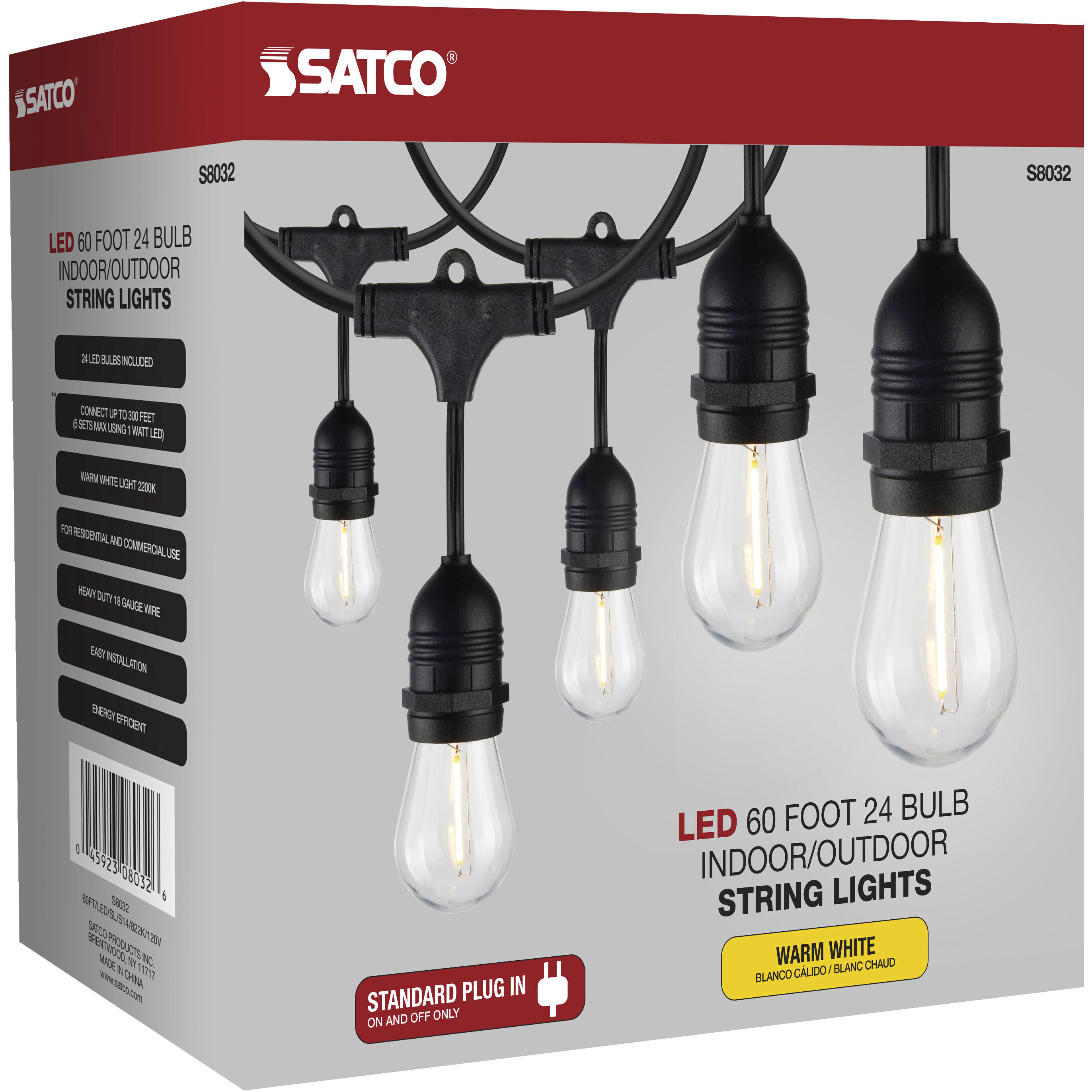 Lumos 24 Light LED 60 foot Black LED String Lights