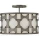 Carter 3 Light 17 inch Weathered Bronze Indoor Semi-Flush Mount Ceiling Light, Convertible to Pendant