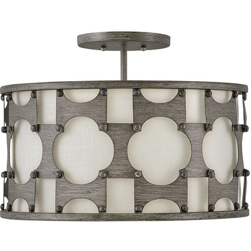 Carter 3 Light 17 inch Weathered Bronze Indoor Semi-Flush Mount Ceiling Light, Convertible to Pendant