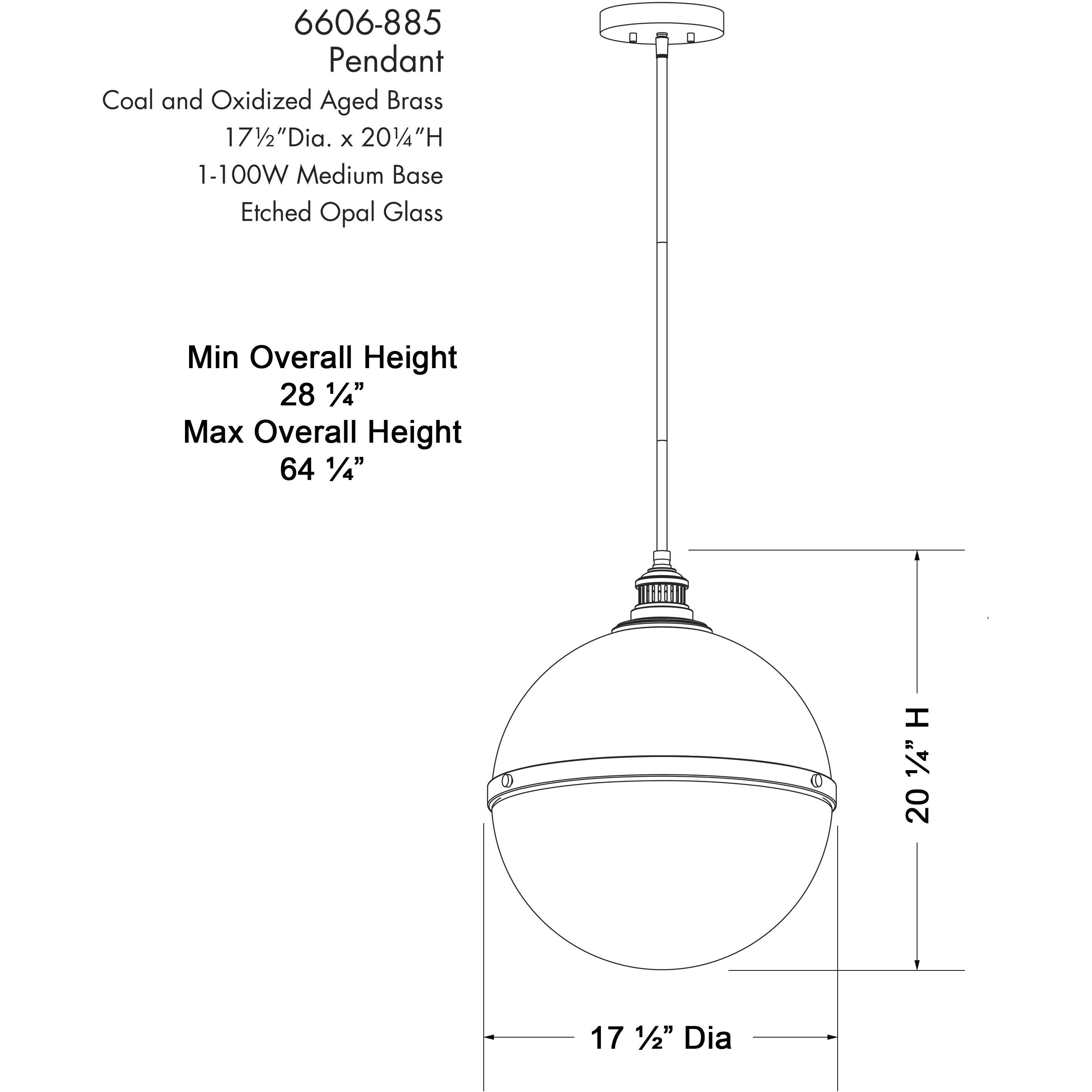 Vorey 1 Light 17.5 inch Coal And Oxidized Aged Brass Pendant Ceiling Light
