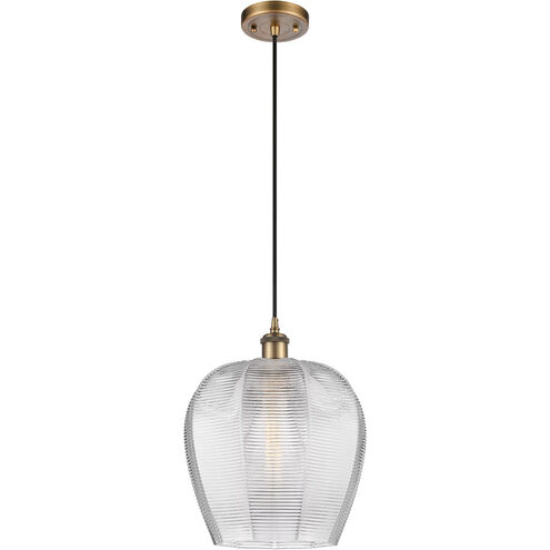 Ballston Norfolk 1 Light 12 inch Brushed Brass Mini Pendant Ceiling Light in Matte White Glass