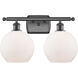 Ballston Athens 2 Light 16 inch Oil Rubbed Bronze Bath Vanity Light Wall Light in Matte White Glass, Ballston