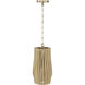 Archer 1 Light 8.75 inch Blonde Wood and Matte Brass Pendant Ceiling Light