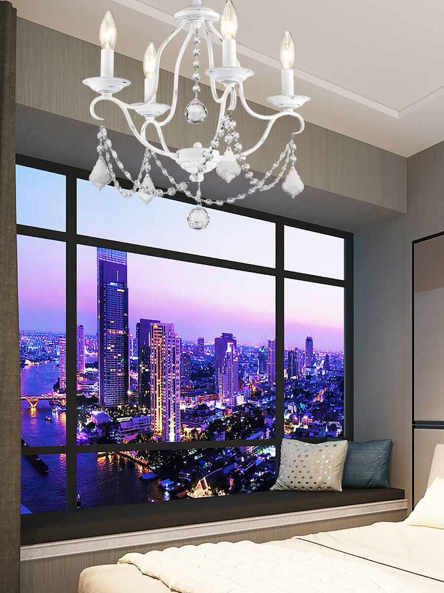 Chesterfield 4 Light 18 inch Antique White Mini Chandelier Ceiling Light