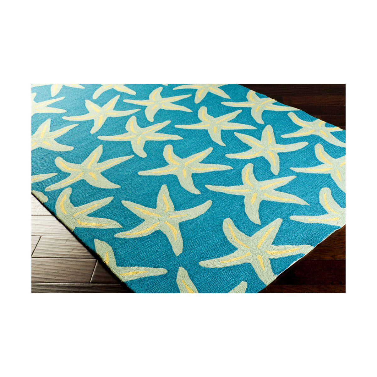 Rain 144 X 108 inch Bright Blue/Sea Foam/Lime Outdoor Rug, Polypropylene