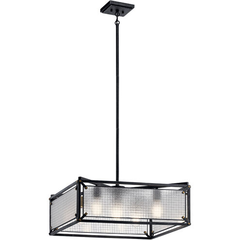 Steel 5 Light 25 inch Distressed Black Chandelier 1 Tier Medium Ceiling Light, 1 Tier Medium