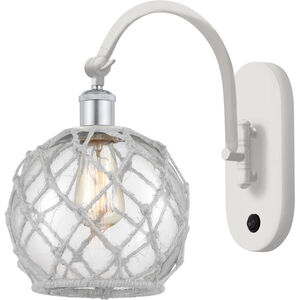 Ballston Farmhouse Rope 1 Light 8 inch White and Polished Chrome Sconce Wall Light