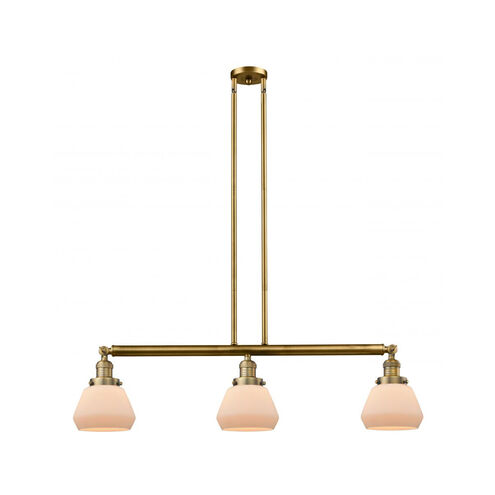 Franklin Restoration Fulton 3 Light 39 inch Brushed Brass Island Light Ceiling Light in Matte White Glass, Franklin Restoration