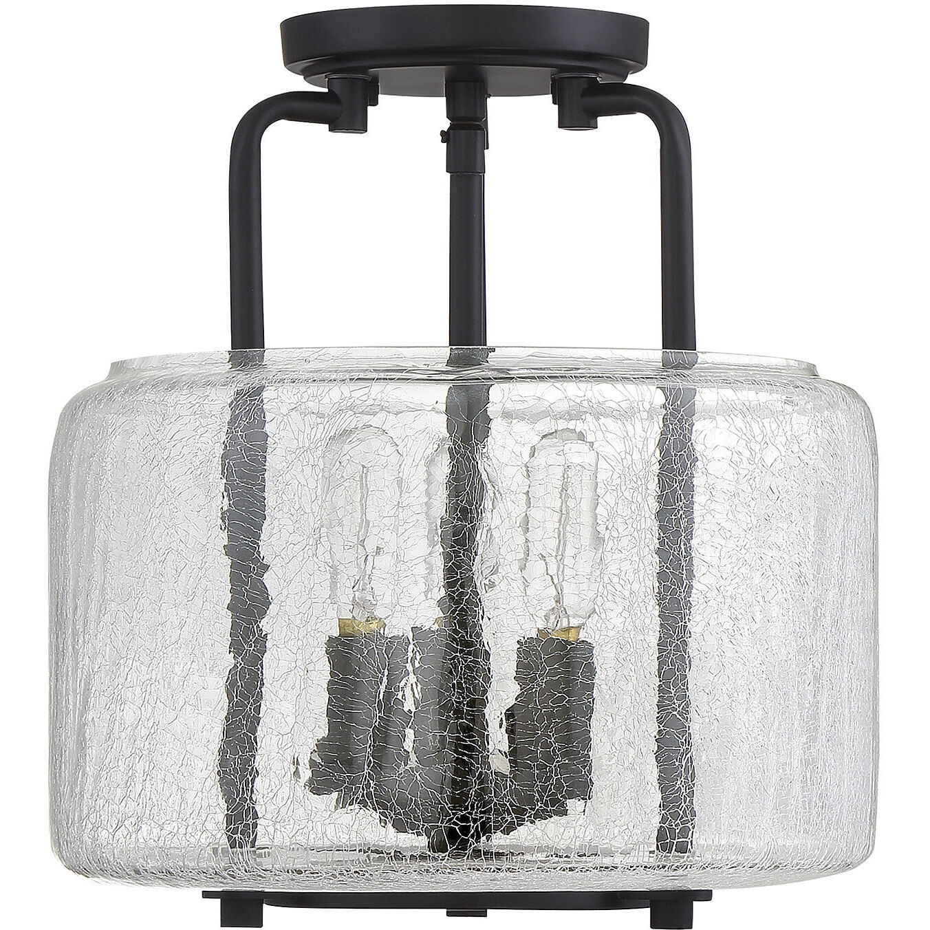 Avalon 3 Light 11.38 inch Matte Black Semi-Flush Ceiling Light, Essentials