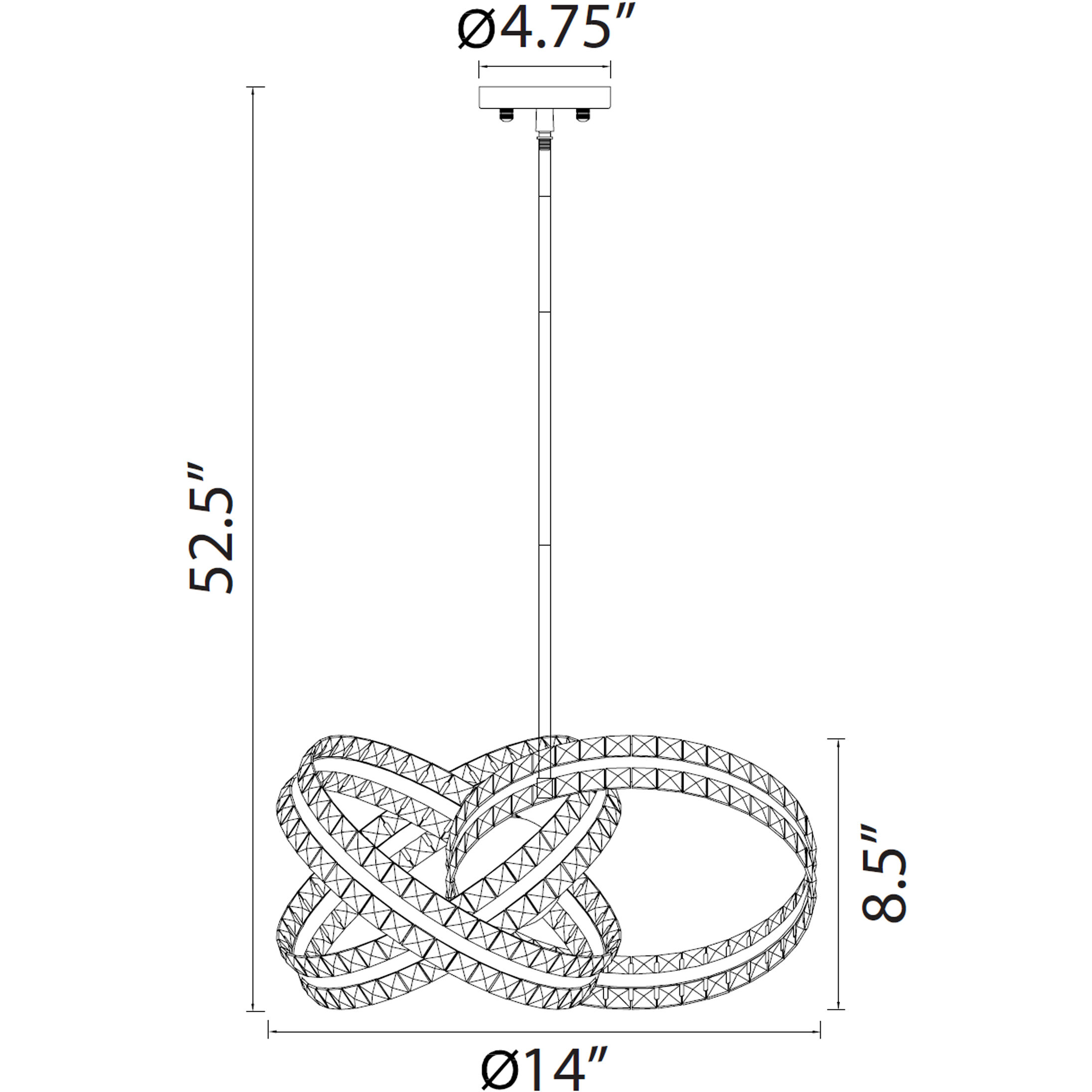 Knot 4 Light 14 inch Matte Black Pendant Ceiling Light