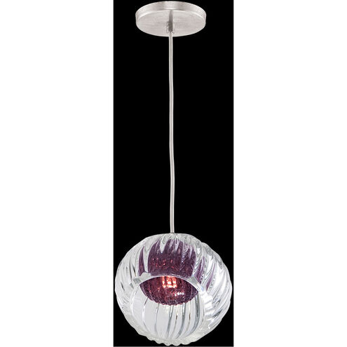 Nest 1 Light 8 inch Silver Drop Light Ceiling Light in Amethyst Studio Glass