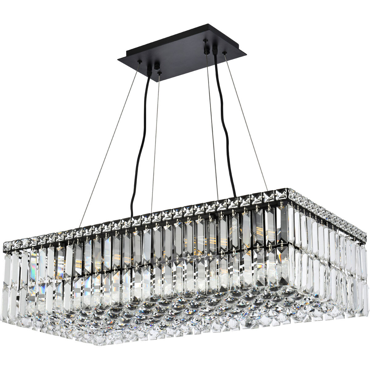 Maxime 16 Light 28 inch Black and Clear Linear Chandelier Ceiling Light in Royal Cut