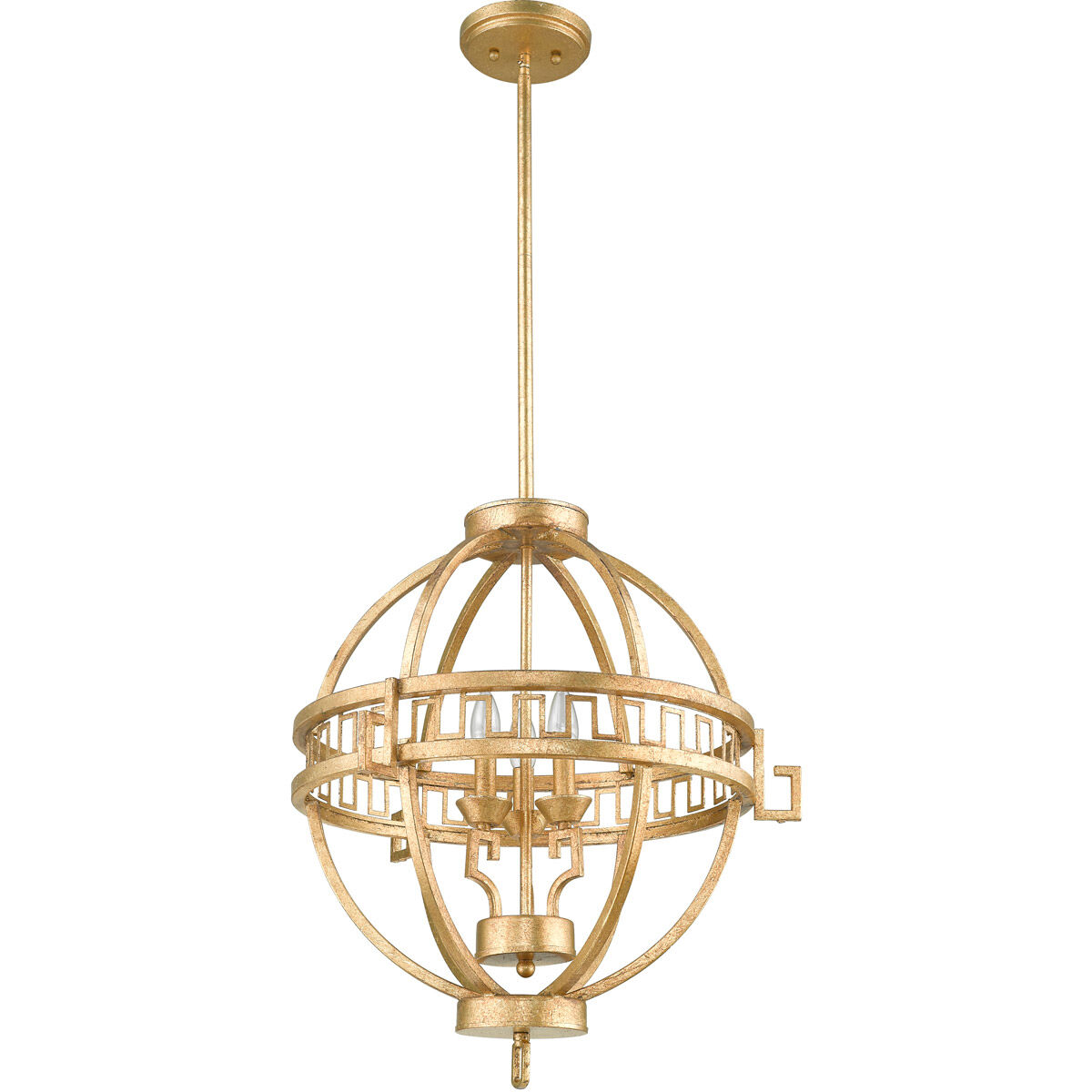 Lemuria 3 Light 23 inch Distressed Gold Pendant Ceiling Light, Gilded Nola 