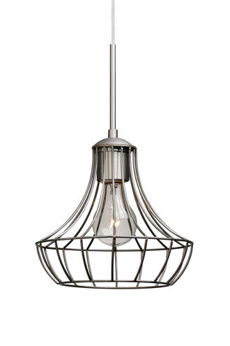 Spezza 1 Light Satin Nickel Pendant Ceiling Light in Satin Nickel Metal