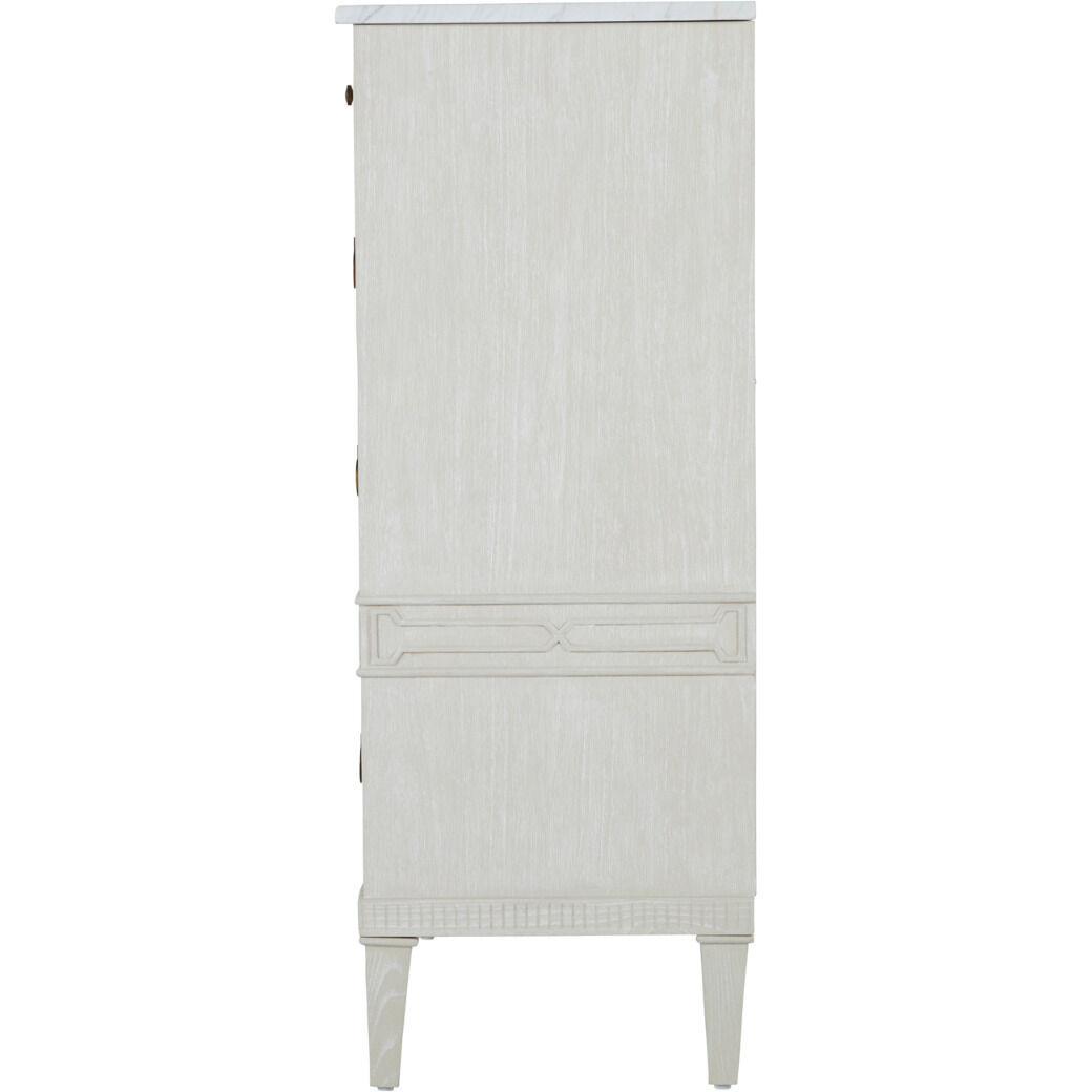 Archie Cerused White / Agros White Stone / Antique Bronze Cabinet