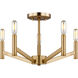Vector 5 Light 18 inch Satin Brass Semi-Flush Mount Ceiling Light