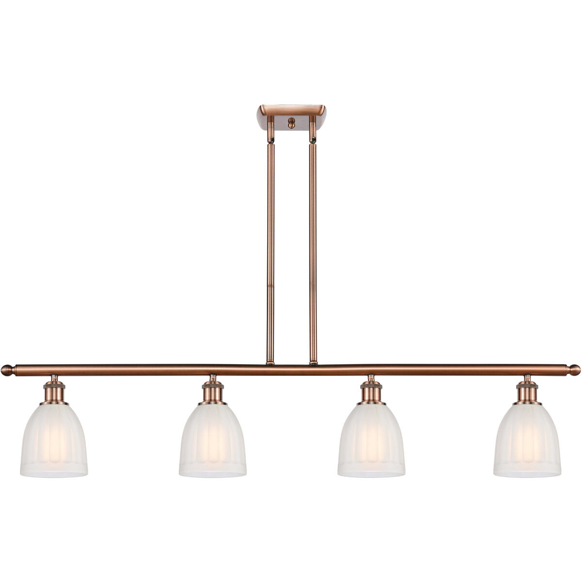 Ballston Brookfield 4 Light 48 inch Antique Copper Island Light Ceiling Light in White Glass, Ballston