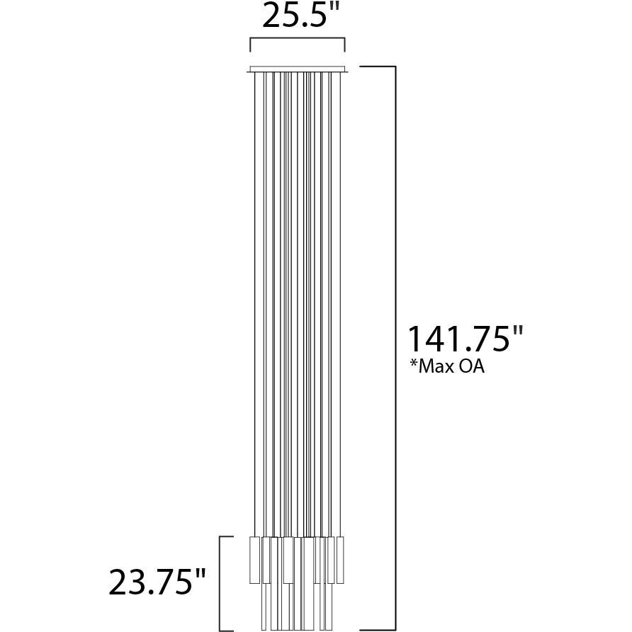 Flute LED 25.5 inch Multi-Plated Multi-Light Pendant Ceiling Light