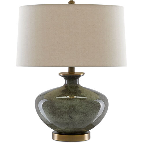 Greenlea 21 inch 150.00 watt Dark Gray/Moss Green/Antique Brass Table Lamp Portable Light