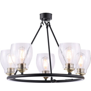 Winsley 5 Light 24 inch Coal And Stained Brass Chandelier Ceiling Light