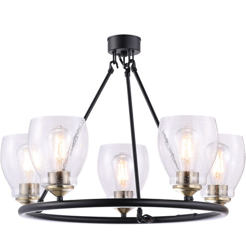 Winsley 5 Light 24 inch Coal And Stained Brass Chandelier Ceiling Light