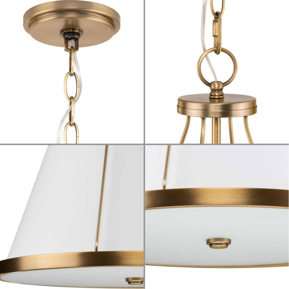 Saffert 3 Light 22 inch Vintage Brass Pendant Ceiling Light, Design Series