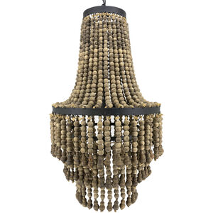 Banks 1 Light 17.5 inch Natural Wood and Matte Black Chandelier Ceiling Light