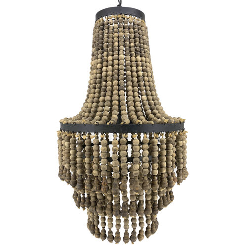 Banks 1 Light 17.5 inch Natural Wood and Matte Black Chandelier Ceiling Light