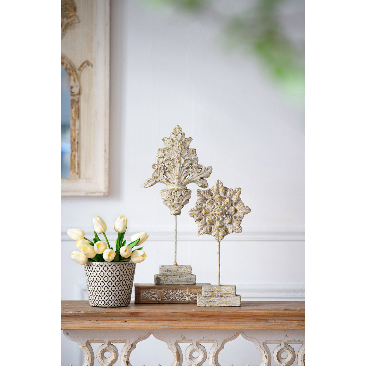 Cornelius Aged White Decor Accent