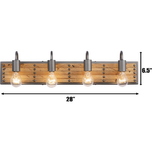 Ella Jane 4 Light 28 inch New Bronze and Honey Wood Bath Vanity Light Wall Light