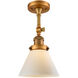 Franklin Restoration Large Cone 1 Light 8 inch Brushed Brass Semi-Flush Mount Ceiling Light in Matte White Glass, Franklin Restoration