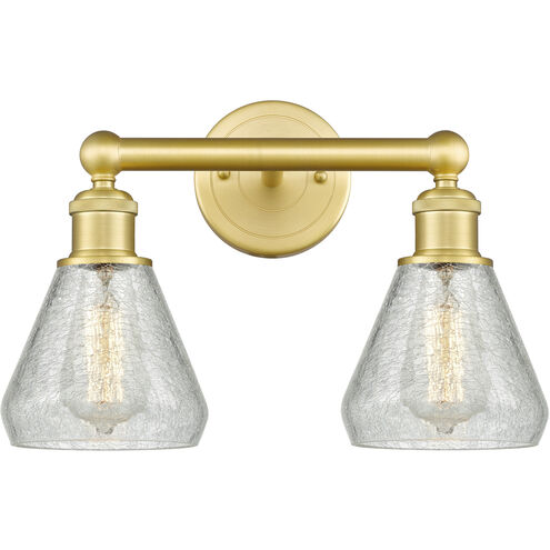 Conesus 2 Light 15 inch Satin Gold and Clear Crackle Bath Vanity Light Wall Light