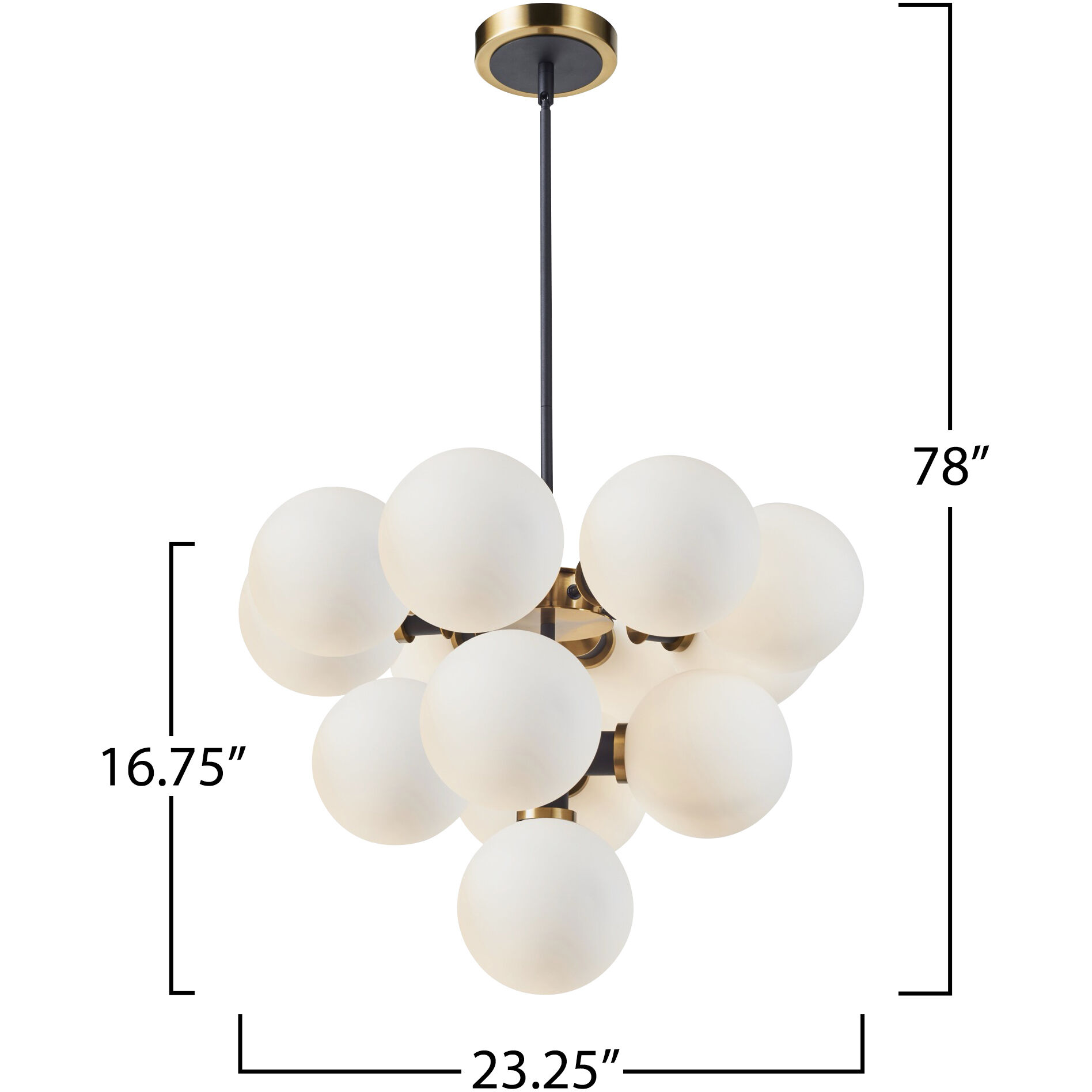 Gem LED 23.22 inch Black and Brushed Brass Chandelier Ceiling Light in White