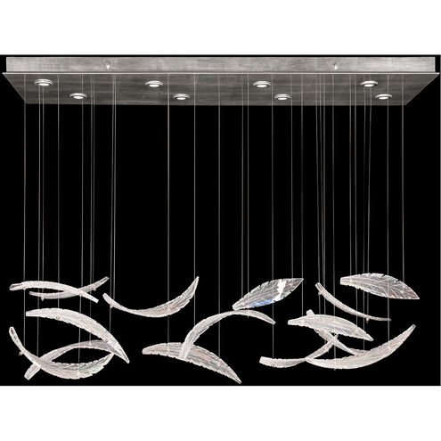 Elevate 8 Light 54 inch Silver Leaf Pendant Ceiling Light in Dichroic Plumes Studio Glass
