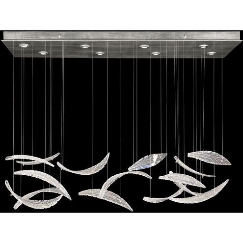 Elevate 8 Light 54 inch Silver Leaf Pendant Ceiling Light in Dichroic Plumes Studio Glass