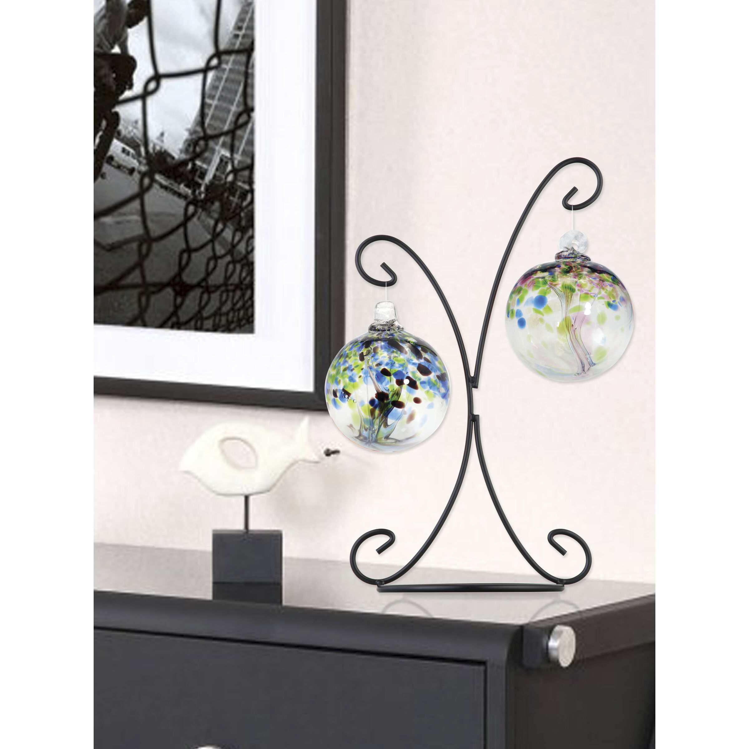 Mystic Blue Art Glass Ornament