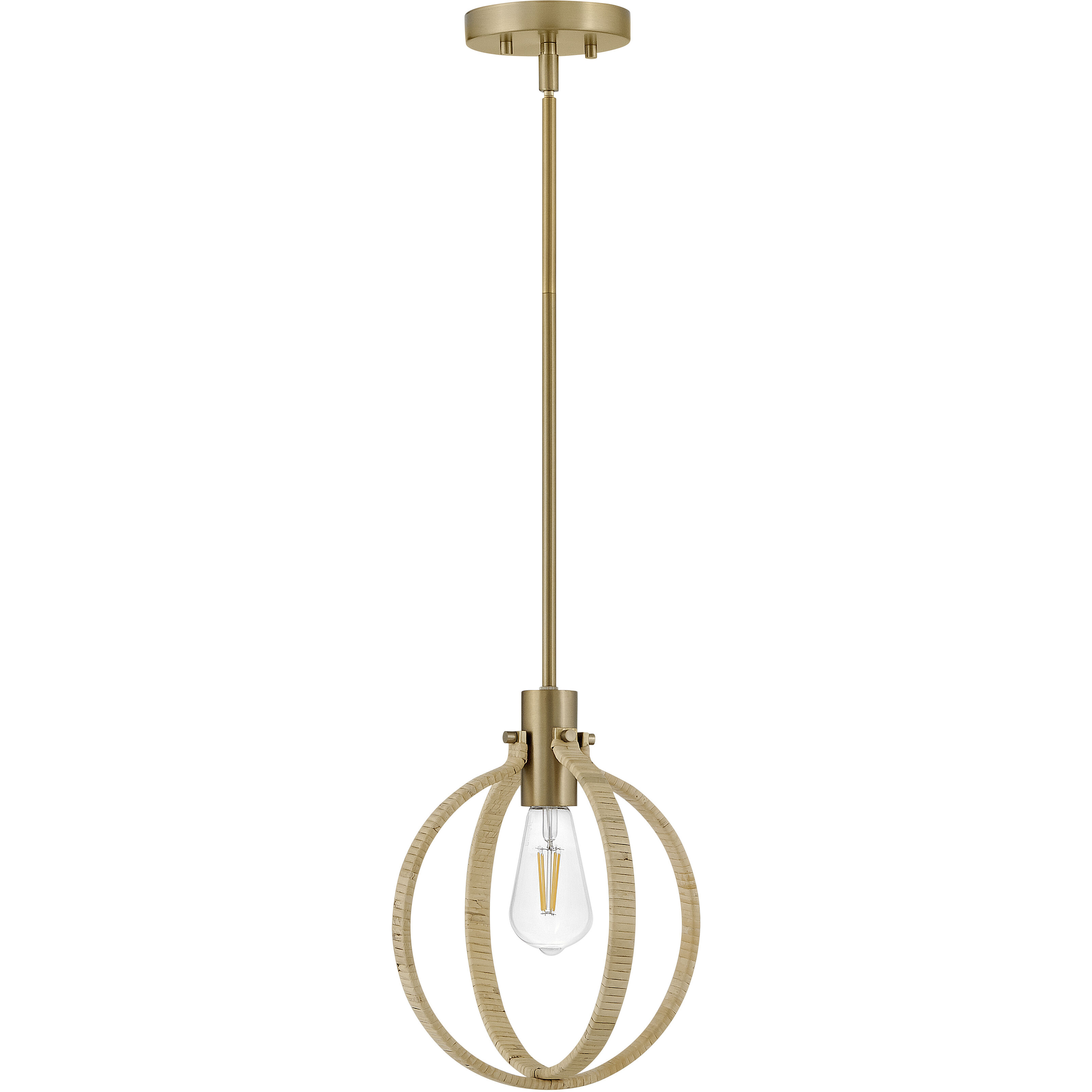 Fallon 1 Light 10 inch Lacquered Brass with Bamboo Pendant Ceiling Light