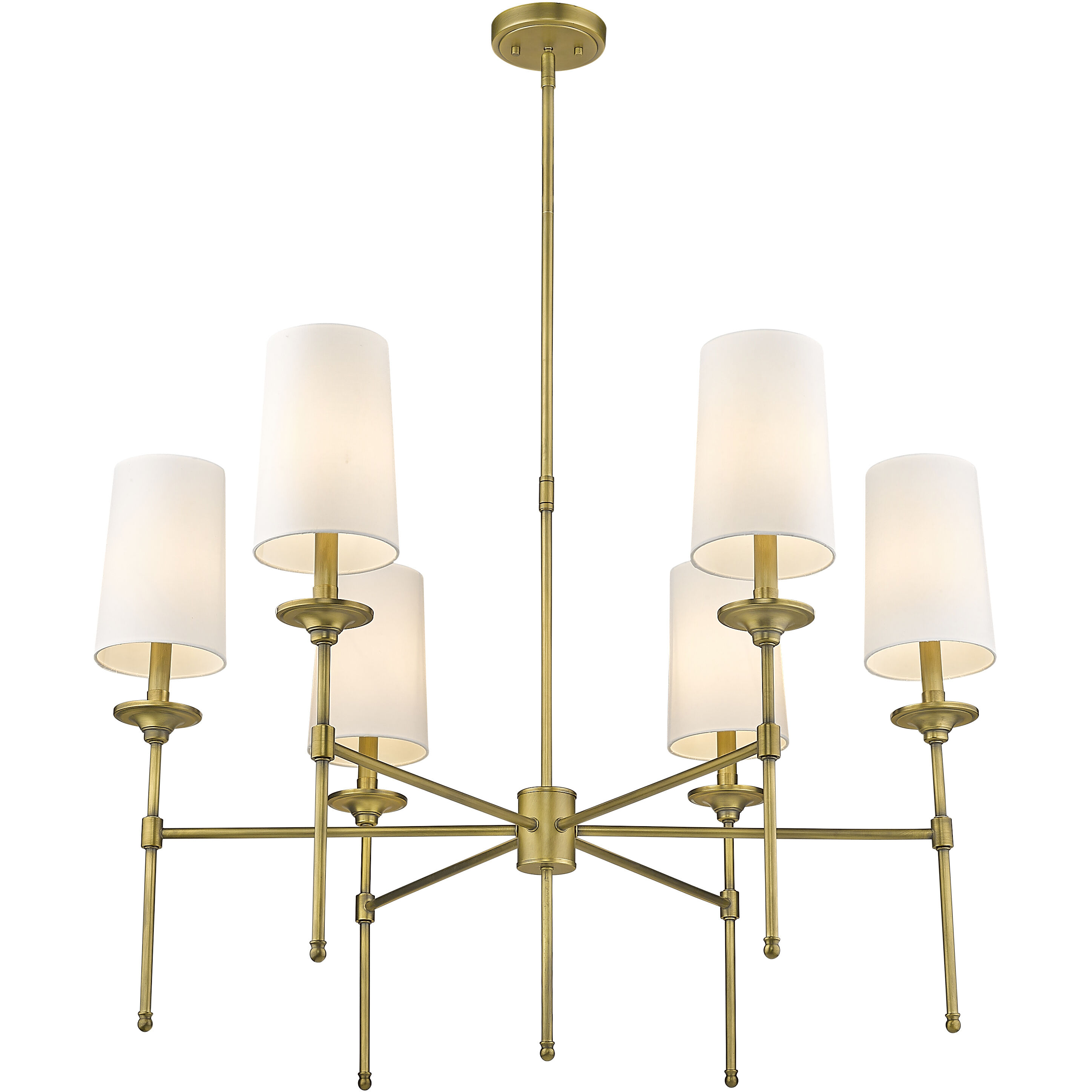 Emily 6 Light 38 inch Rubbed Brass Chandelier Ceiling Light