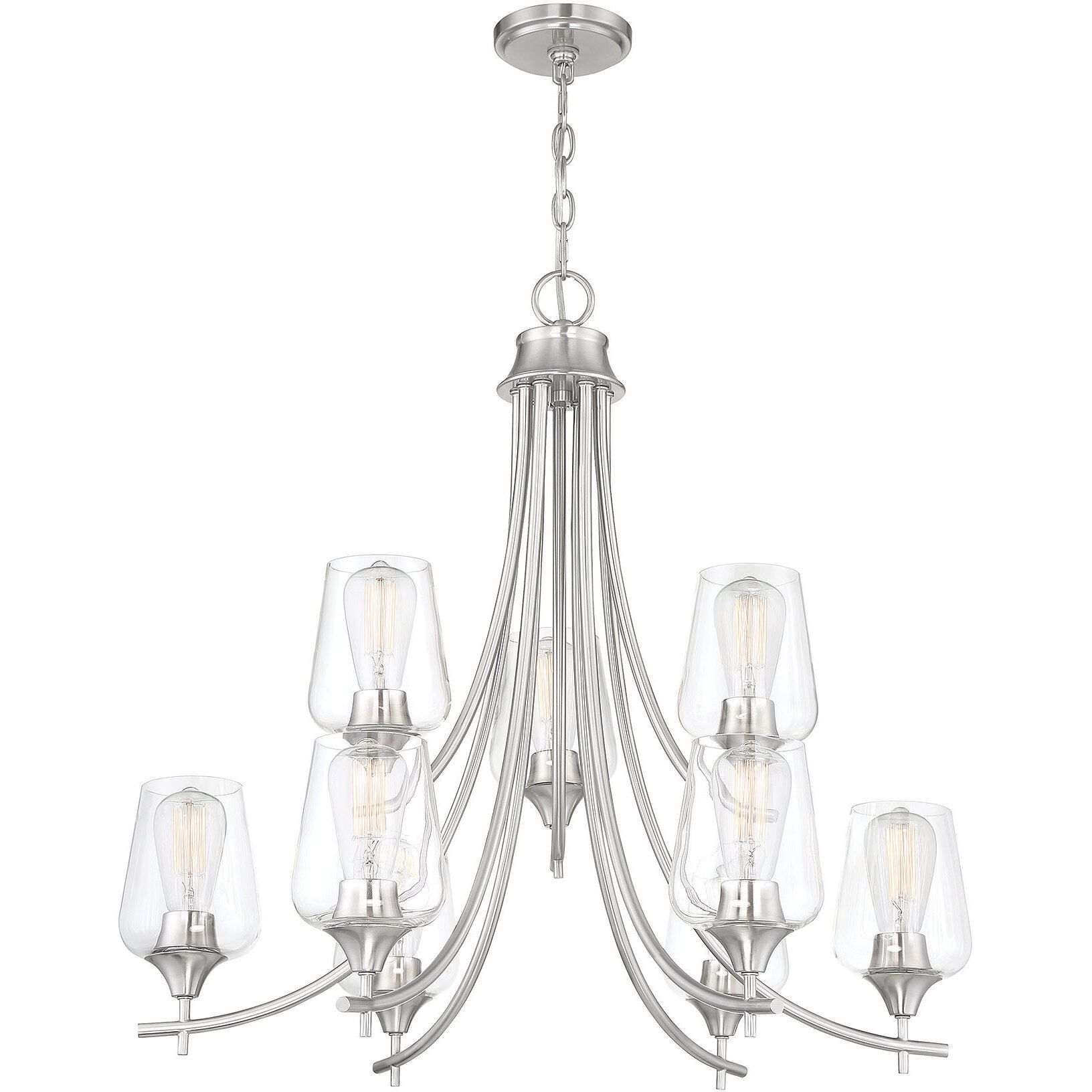 Octave 9 Light 30 inch Satin Nickel Chandelier Ceiling Light, Essentials