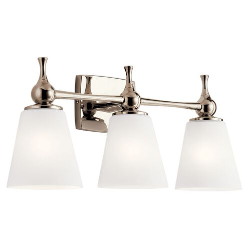 Cosabella 3 Light 9 inch Polished Nickel Wall Mount Bath Light Wall Light, 3 Arm