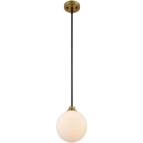 Mid-Century Modern 1 Light 8 inch Oil Rubbed Bronze with Natural Brass Mini-Pendant Ceiling Light