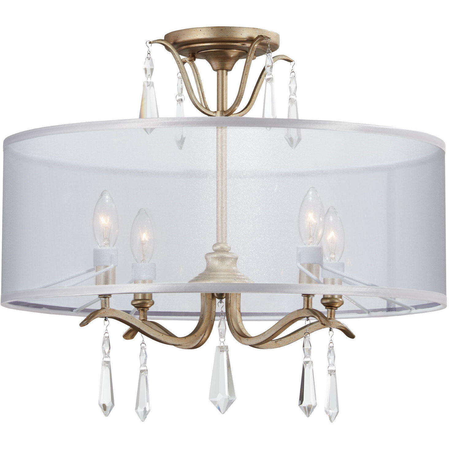 Laurel Estate 4 Light 20 inch Brio Gold Semi Flush Mount Ceiling Light, Convertible